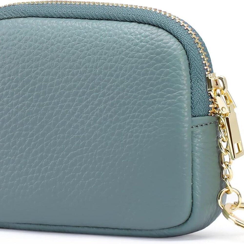Mini Coin Purse Soft Leather Small Coin Pouch Purses Women Zipper Pocket with Ke